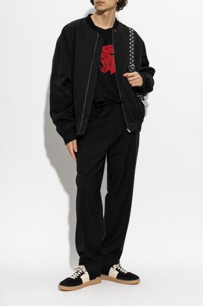 Valentino Garavani Wool Pleated Trousers, Mens, Black