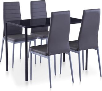 vidaXL Conjunto De Mesa Y Sillas De Comedor 5 Piezas Gris Vidaxl