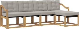 vidaXL Conjunto De Sof&aacute;s De Exterior 5 Uds. Blanco Y Gris Claro Vidaxl