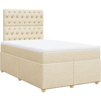 vidaXL Cama Box Spring Con Colch&oacute;n Tela Color Crema 120x200 Cm Vidaxl