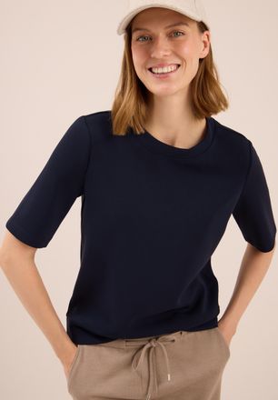 Cecil Sweatshirt CECIL, Damen, Gr. XS (36), blau (urban dunkelblau), Sweatware, Obermaterial: 47% Modal, 45% Polyester, 8% Elasthan, unifarben, regular fit 