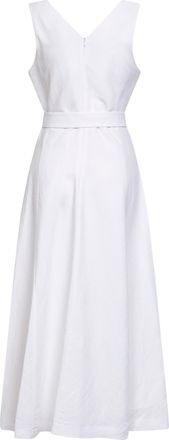 Blanca Vita Womens Midi Dress Belted White Viscose-Linen