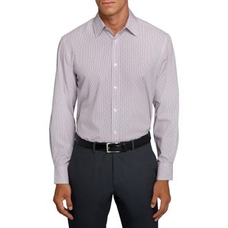 W.R.K Regular Fit Stripe Dot Performance Dress Shirt in Khaki at Nordstrom, Size 16.5R