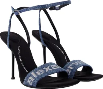 Alexander Wang Womens Julie Billboard 105mm Pumps - Alexander Wang Cotton Blue Shoes