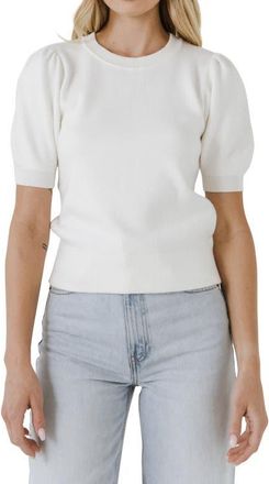 English Factory Puff Sleeve Sweater in Cream at Nordstrom, Size Medium