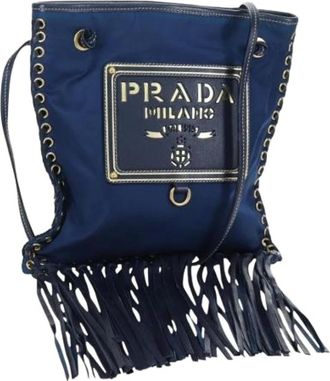 Prada Pre-owned Bucket Bags, female, Blue, Size: ONE SIZE Pre-owned Vintage Nylon Bucket Bag