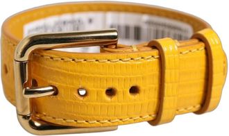 Dolce & Gabbana Cintur&oacute;n de Piel con Textura de Lagarto - Accessories - Mujer - Amarillo - ONE SIZE