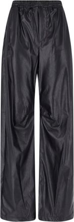 Maison Margiela Wide-Leg Faux Leather Pants with Gathered Waistband and Side Pockets
