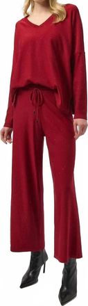 Joseph Ribkoff Sequined Sweater Knit Culotte Pants In Deep Cherry