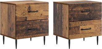vidaXL Armario De Noche 2 Uds. Madera Envejecida 43 X 34,5 X 47,5 Cm Vidaxl