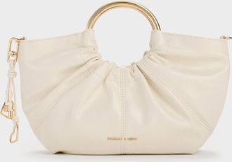 Charles & Keith Ciara Ruched Metal Top Handle Bag