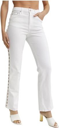 SIMKHAI Amelia High Rise Pearl Embellished Denim - Dames - Regular Fit Jeans - Wit - W26 - Denim - Jeans