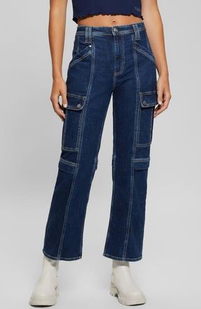 Guess 80s High Waist Crop Cargo Jeans in Minimale at Nordstrom, Size 24 X 31