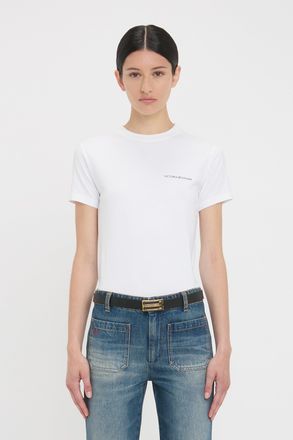 Victoria Beckham Fitted Shrunken Logo T-Shirt In White XS