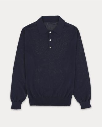 Fortela Bennet Long Sleeve Cotton Polo in Blue at Nordstrom, Size Large Eu