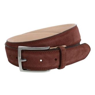 Trafalgar Store Armando Italian Suede 35mm Feathered Edge Belt in Chestnut at Nordstrom, Size 32