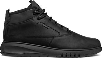Geox Zwarte enkellaarzen voor mannen - Heren - Veterlaarzen - Zwart - 45 EU - Leer - Schoenen