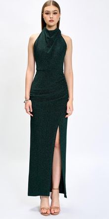 Bariano Allie High Neck Cowl Maxi in Emerald at Nordstrom, Size 10