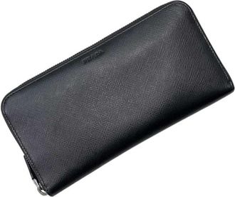 Prada Black Nero Saffiano Long Wallet (Bi-Fold) (Pre-Owned)