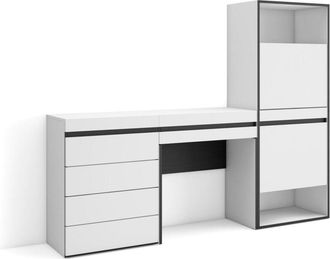 Skraut Home Scarpiera, Mobile Salvaspazio, 187x145x35 cm, Camera da letto, stanza, Cassettiera, Tavolo da toeletta, Stile moderno, Bianco - Skraut Home