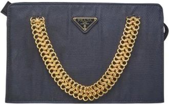 Prada Pre-owned Clutches, female, Blue, Size: ONE SIZE Pre-owned Nylon Clutch