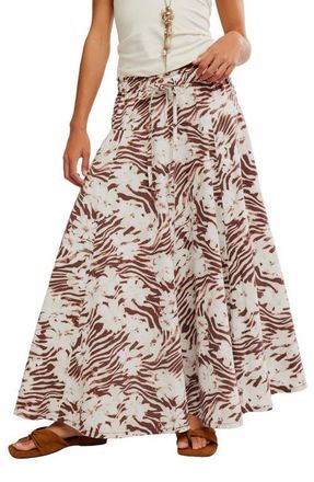 Free People Zephyr Print Convertible Bustle Maxi Skirt in Chocolate Combo at Nordstrom, Size X-Large