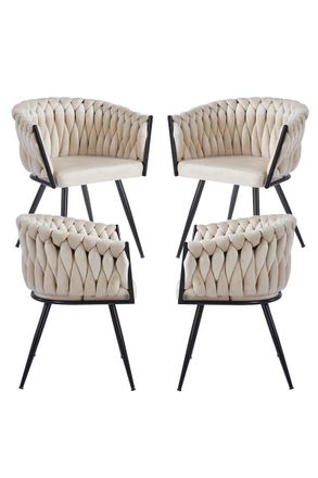 Regalos Miguel Packs Sillas Comedor - Pack 4 Sillas Widny Black Terciopelo - Beige