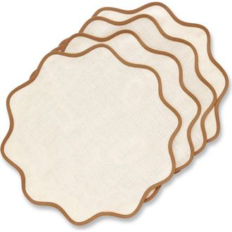 Solino Home Linen Round Placemats - Giselle Scallop Edge, 16 Round in Brown Sugar And Natural at Nordstrom, Size Medium