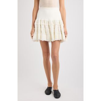 Alaia Wool Blend Ruffle Sweater Skirt in Blanc at Nordstrom, Size 10 Us