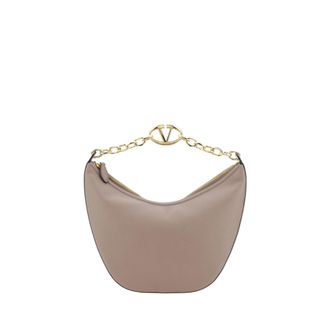 Valentino Garavani Antiqued Pink Leather Medium Hobo Vlogo Moon Shoulder Bag