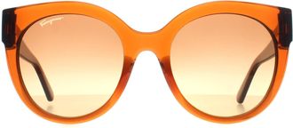 Ferragamo Cat Eye Womens Crystal Caramel Brown Gradient SF1031S - One Size