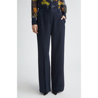 Jason Wu Pintuck Straight Leg Cady Trousers in Ultra Navy at Nordstrom, Size 12