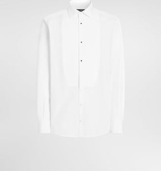 Dolce & Gabbana Gold Cotton Tuxedo Shirt - Man White 39
