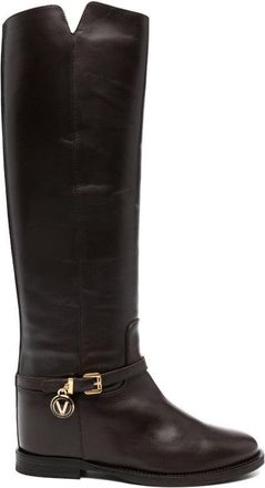 Via Roma 15 Knee-High Charm Boots With Decorative Buckle Detail