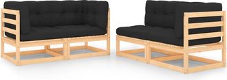 vidaXL Juego De Muebles De Jard&iacute;n 4 Pzas Y Cojines Madera Maciza Pino Vidaxl