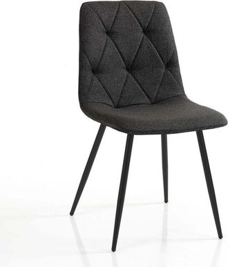 Oresteluchetta Juego De 4 Sillas De Cocina Tapizadas En Tela F&aacute;cil De Limpiar Bells - Negro