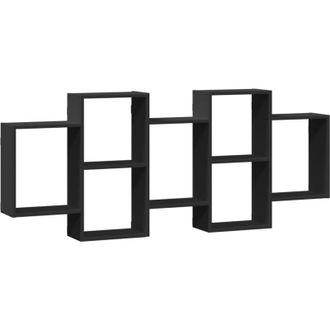 vidaXL Wall Shelf Black 159x18x65 cm Engineered Wood Vidaxl