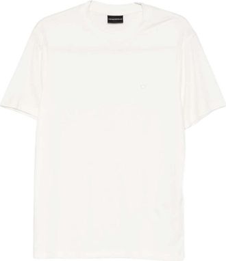 Emporio Armani White Solid Crew Neck T-Shirt