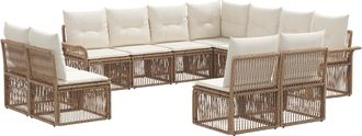 vidaXL Conjunto De Sof&aacute;s De Jard&iacute;n 11 Uds. Beige Rat&aacute;n Sint&eacute;tico Vidaxl