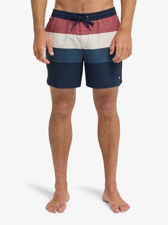 Quiksilver Badeshorts QUIKSILVER STRETCH SCALLOP VOLLEY 16, Herren, Gr. XL (54), N-Gr, schwarz navy ti, Web, Elasthan, Polyester, Colorblocking, gestreift, Badeh
