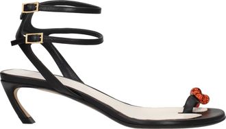Lanvin Womens Toe Ring Sandal Cherry - Black Leather - Size EU 39