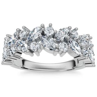 Pompeii3 1 1/3Ct Marquise Designed Anniversary Band Cut 14k Gold Lab Grown