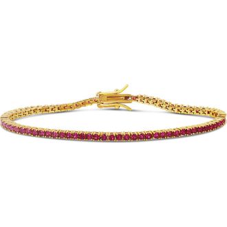 SHYMI Classic Tennis Bracelet in Gold/Ruby at Nordstrom, Size 6.5
