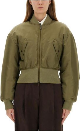 Saint Laurent Cropped Bomberjack - Dames - Bomber jackets - Groen - S - Jassen