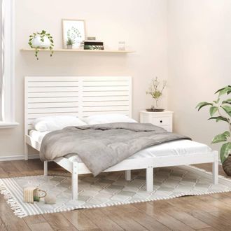 vidaXL Estructura De Cama De Madera Maciza Blanca 140x200 Cm Vidaxl