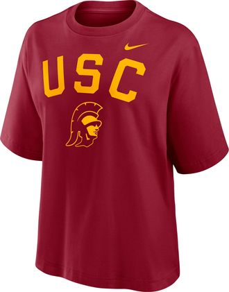 Nike USC Arch Over Logo Boxy Nike Womens College T-Shirt in Red | 01CM69WSCJ-KMG
