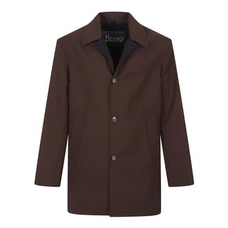 Herno Single-Breasted Coats, male, Brown, Size: 2XL Shirt Collar Jacket