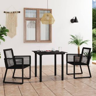 Berkfield Home 3 Piece Outdoor Dining Set PVC Rattan Black