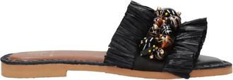 De Siena shoes Zwarte sandalen met raffia en stenen - Dames - Sandalen - Zwart - 39 EU - Schoenen