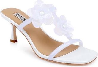 Badgley Mischka Xyra T-Strap Sandal in White/White at Nordstrom, Size 6.5